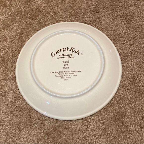 Watkins - Country Kids Collector's Desert Plate - #6 of 6 Dad's Are Best 1991 - Picture 2 of 2